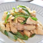 鶏肉と長ネギ、ピーマンのオイスター炒め