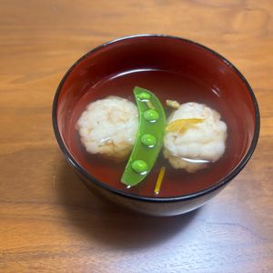 こむぎの作ってみた!投稿(簡単！懐石風。新ごぼうとえびしんじょうのお椀)
