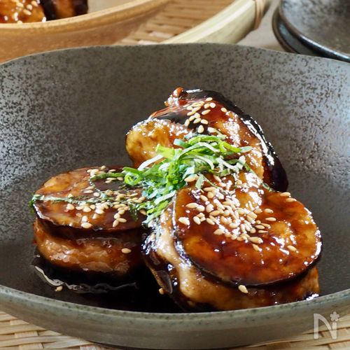 【茄子のはさみ焼き】とろける茄子と甘辛ダレが、絶妙に合う ⌾