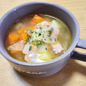 ナムディの作ってみた!投稿(【ころころ野菜のコンソメスープ】簡単おいしい洋風スープ♬)