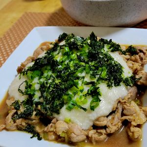 ヴェルの作ってみた!投稿(絡めて食べる美味しいおかず♡豚こまのとろろ和え)
