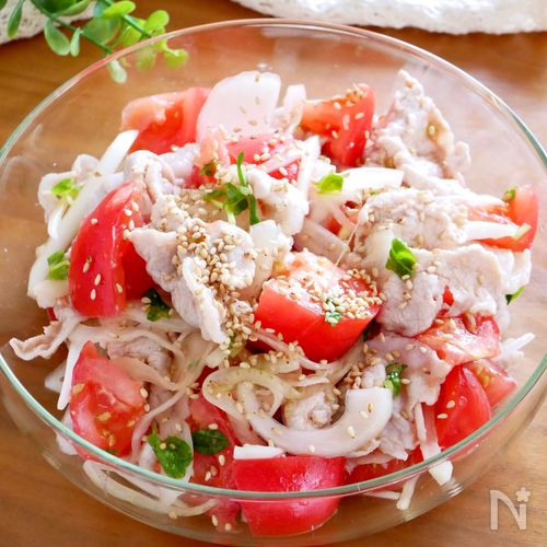 【豚しゃぶ塩だれサラダ】抱えて食べたい!さっぱり味♪