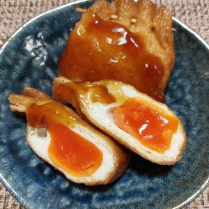 よっこの作ってみた!投稿(染みうま♡『油揚げの巾着たまご』節約中にも◎)