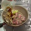 きのこと牛肉の月見すき焼き和風パスタ♪の工程5