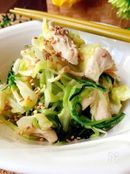 春キャベツと青菜と鶏ささみの辛子酢あえ