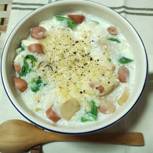 M＊Pの作ってみた!投稿(身体の芯から温まる豆腐のリゾット)