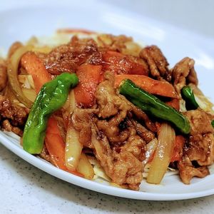 Patchouli🐱🐾の作ってみた!投稿(行列の定食屋さんの🍚うま辛スタミナ☆豚の生姜焼き定食🤩)