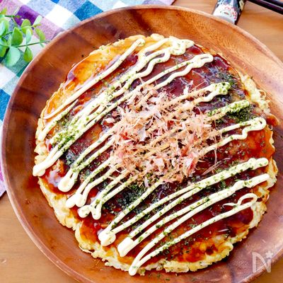 【お好み焼き風豆腐チヂミ】豆腐の水切りなし!