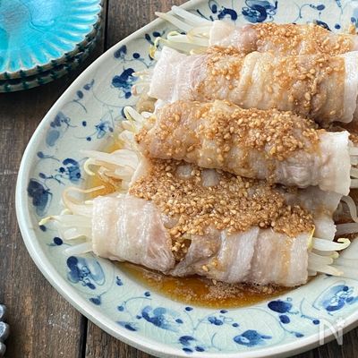 もや豚のごまポン酢（もやしの豚肉巻き）