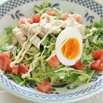 自家製タレで作る冷やし中華風パスタ