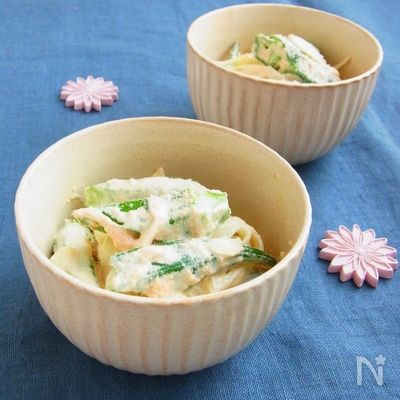 オクラとシャキシャキ玉ねぎのたらマヨ和え