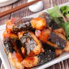 たっぷり後がけ♡鶏むね肉の海苔巻き甘だれチキン