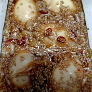 たまの作ってみた!投稿(めちゃくちゃ美味しい！半熟煮卵【ピリ辛ねぎだれ】)