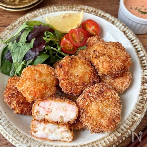 【玉ねぎ入り♪ふんわり海老カツ】オーロラソースで食べる♪