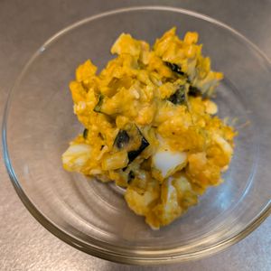 はるはるの作ってみた!投稿(かぼちゃとゆで卵のオイマヨサラダ)