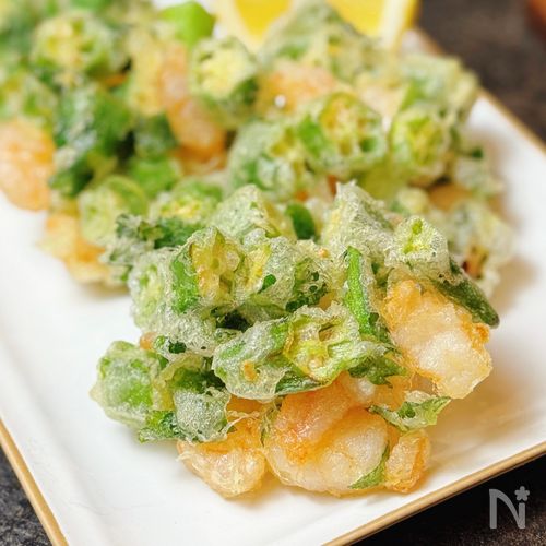 【オクラとエビのかき揚げ】サクッと軽やか！おうち居酒屋に◎