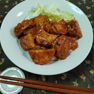 M＊Pの作ってみた!投稿(白身魚揚げのチリソースのっけご飯。)