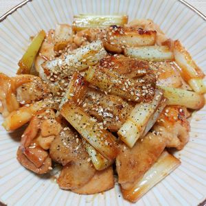 よっこの作ってみた!投稿(材料2つで簡単に‼︎鶏肉と長ネギの柚子胡椒炒め)