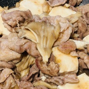 あなぼんごはんの作ってみた!投稿(ワンパン10分！【豚こま肉と豆腐のすき煮】ご飯すすむ甘辛味♩)
