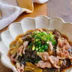 レンジで簡単！なすと豚バラのおかか煮
