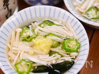 のど越しつるつる甘酸っぱ～い🤩オクラとえのきの酢の物🥗