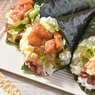 【タルタルチキン手巻き寿司】缶詰活用♪子どもが喜ぶ手巻き寿司