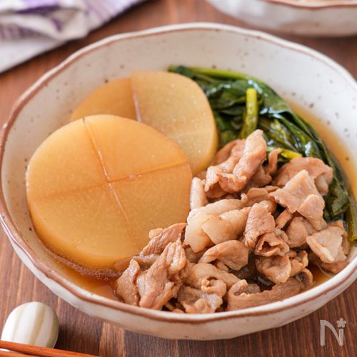 【大根と豚肉のさっぱり煮】ポン酢とみりんで簡単味付け！