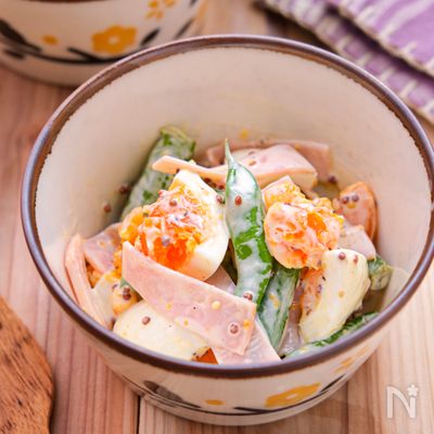 【いんげんと卵のハムサラダ】食卓を彩る♪春色副菜♡