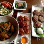 照焼きと和風つくね二種・里芋の甘辛煮・サラダ