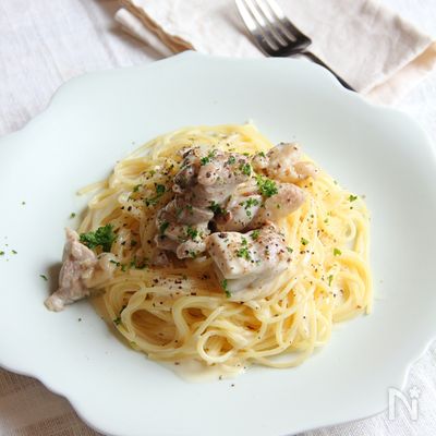 チキンレモンクリームパスタ《ゆで論で作る！》