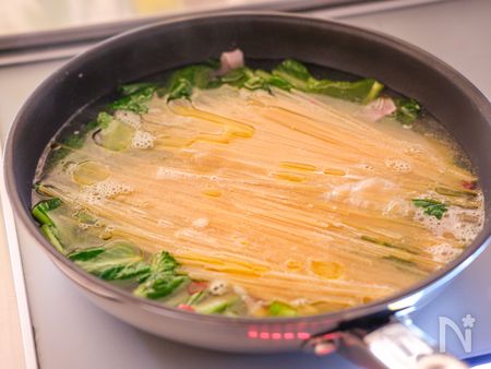 小松菜ベーコンの和風ペペロンチーノのポイント