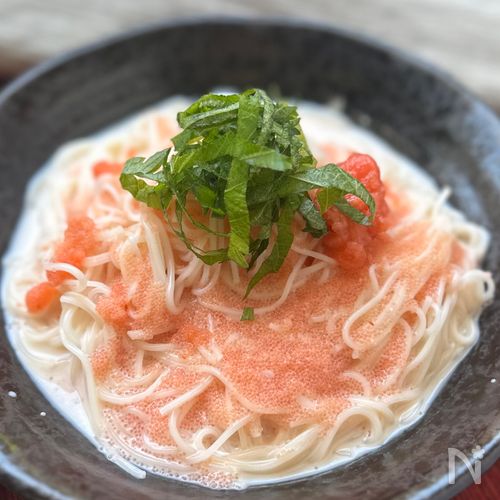 【豆乳でさっぱり】明太子クリームそうめん