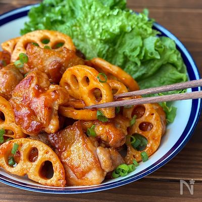 シャキシャキれんこん入り甘辛韓国風チキン