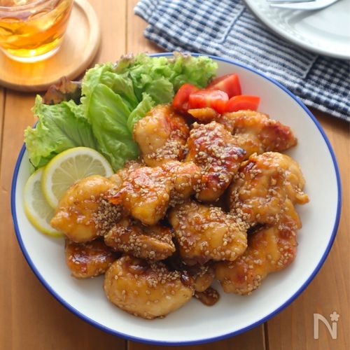 \やわらかジューシー/鶏むね肉の甘酢ごま照り焼き