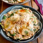【大根と豚ニラ団子のポン酢重ね蒸し】餃子風☆レンジで簡単♪