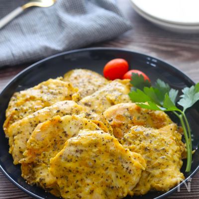 【鶏ささみのカレーチーズピカタ】めちゃ柔らか〜子供も大好き♪
