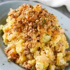 抱えて食べたい♡『肉味噌ポテサラ』子供にも大人気♪