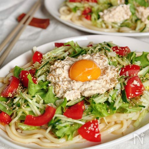 【ツナマヨサラダうどん】火を使わず簡単！野菜もたっぷり♪