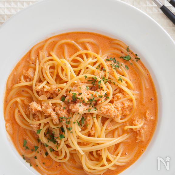 カニのトマトクリームパスタ