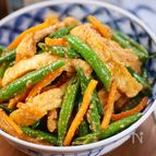 ヘルシー和食の惣菜♪いんげんと油揚げのごま味噌バター和え🥰