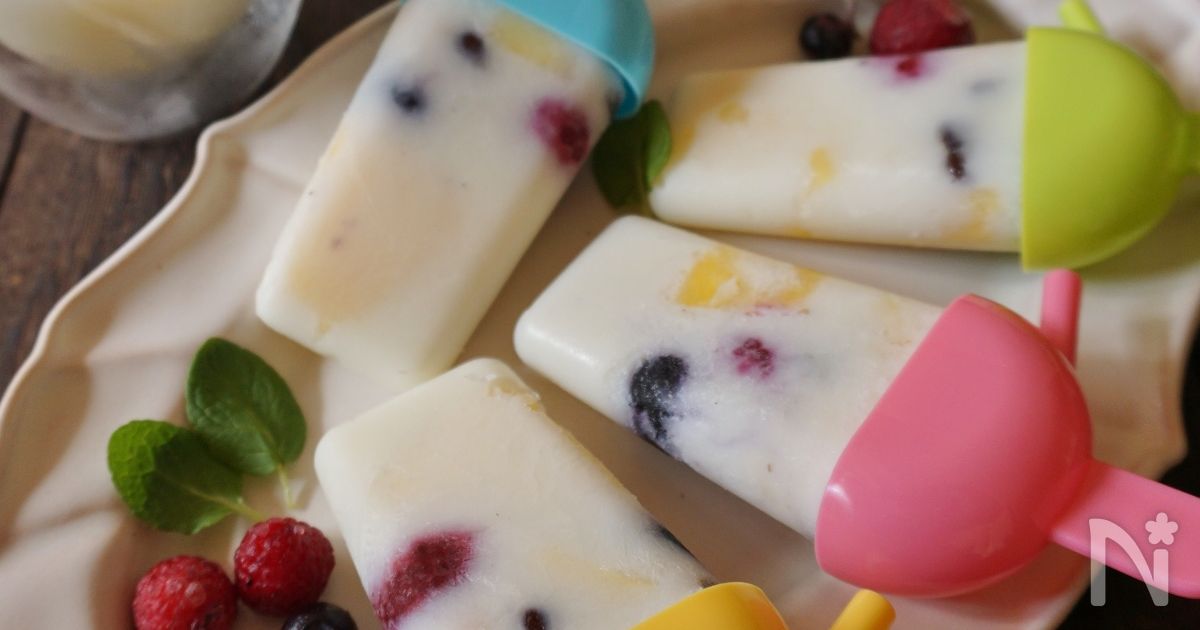 冷凍フルーツで手軽に！白くま風アイスバー