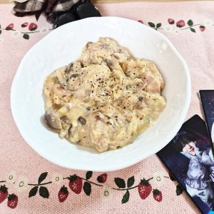 mimiの作ってみた!投稿(【カルボナーラチキン】夫も絶賛！絶品クリーム煮アレンジ♬)