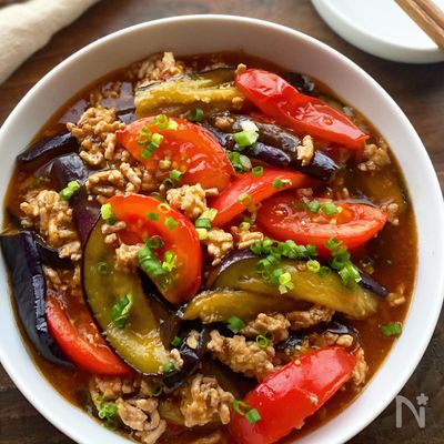 【なすとトマトの和風麻婆】ワンパンで!夏のさっぱりお手軽中華