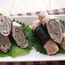 練り梅と味海苔でタレ不要！豚肉の梅シソ巻き