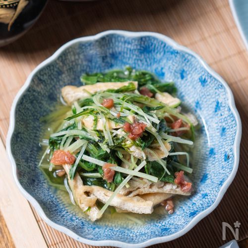 【水菜と油揚げの梅煮】サッと煮る和の煮もの♪