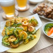 ゴーヤとちくわとコーンのかき揚げ