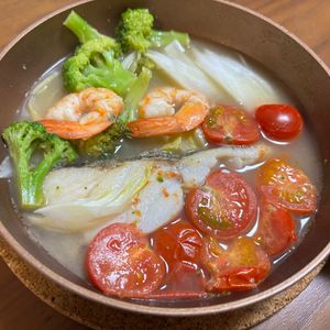 こむぎの作ってみた!投稿(【フライパンでつくる】菜の花の和風アクアパッツア)