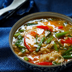 簡単！親子鶏の酸辣湯★釜揚そうめんとそばつゆで本格派トロミ麺