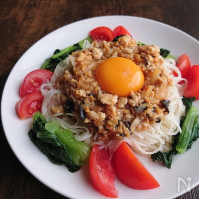 【豆板醤・甜麺醤なし!】ひきわり納豆入りジャージャー素麺