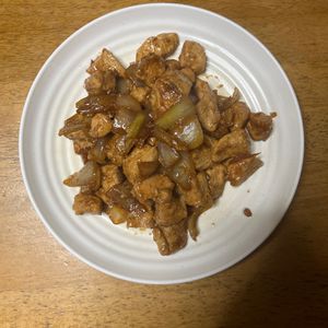 青リンゴの作ってみた!投稿(【風邪予防に】ご飯すすむ鶏むね肉のボリュームしょうが炒め)